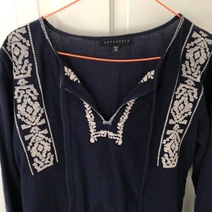 Navy blue and white sanctuary blouse